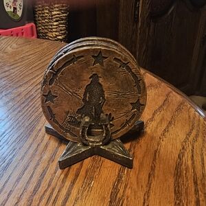Western Cowboy Horseshoe Table Accent - Rustic Gold Finish